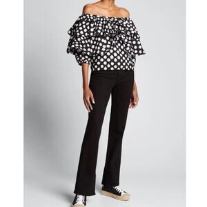 NWT Studio 189 Polka Dot Print Off The Shoulder Ruffle Top Size Small